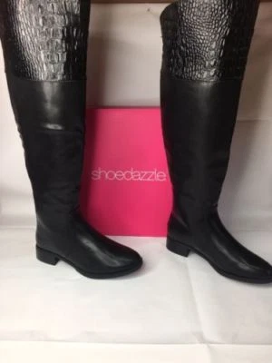 Botas hasta la rodilla Shoedazzle para mujer cuero marrón fauz cremallera espalda NUEVAS talla 6,5 Foto 1 de 4