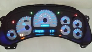 03-06 handcrafted small blue Z71 LOGO SIERRA WHITE SS COMPLETE BLUE LED CLUSTER - Picture 1 of 3
