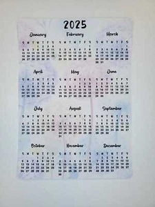 Year At A Glance Calendar Sticker For Planners Dandelion Design - Picture 1 of 3
