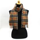 Authentic Burberry's of London Wool Scarf Camel x Check 148 x 24 cm Used AB
