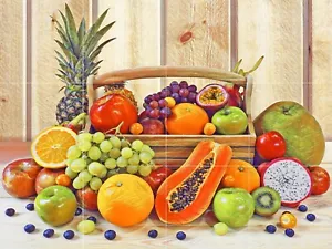 Panel de cerámica de mosaico de frutas cesta salpicadero azulejos arte mural - Imagen 1 de 8
