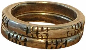 2 STÜCK - JOSEPH ESPOSITO, VINTAGE STAPELBAR SATIN SILBER SCHMAL GEPRÄGT RING SCHÜTZER - Bild 1 von 7