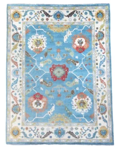 12X16 Blue Oushak Hand-Knotted Wool Area Rug Oriental Carpet (12' x 15'6") - Picture 1 of 9