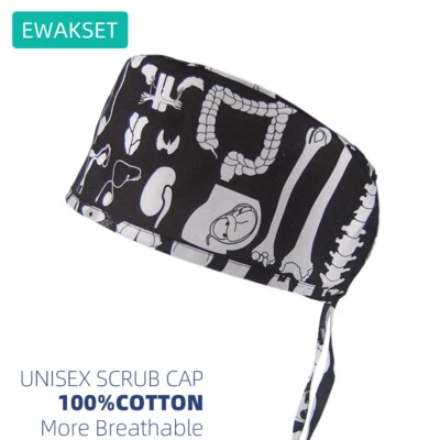 US surgical cap bones organs printed hospital operating room medical scrub hat - Image 1 of 4