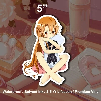 Asuna Sword Art Online Waifu Brunette Girl Chibi Anime Vinyl Sticker Waterproof - Image 1 of 2
