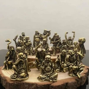 Messing chinesisches Amulett 18 Arhat Statue Heimatstadt Reichtum anziehende Ornamente - Bild 1 von 19