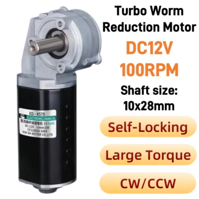 DC 12V 100RPM Turbo Worm Reduction Motor Forward Reverse Self-Locking Motor 4578 - Bild 1 von 4