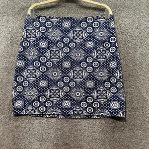 Talbots A-Linien-Rock Damen 14P blau Blumenmuster seitlicher Reißverschluss über Knie Küste maritim - Bild 1 von 7