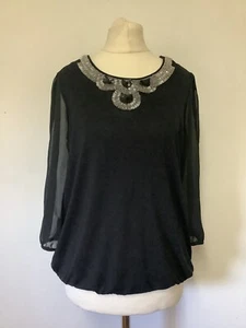 Sequinned Top By Debenhams Petite Collection Black Size 12 - Picture 1 of 5