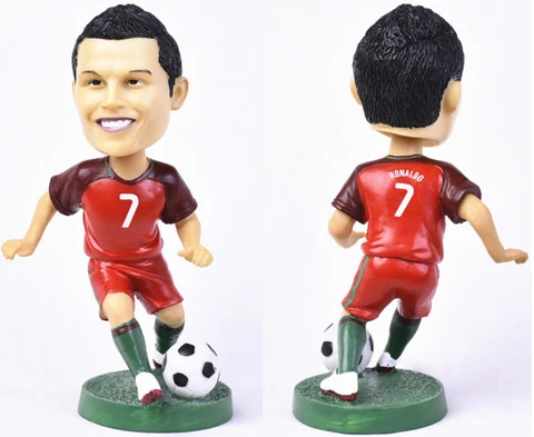 Top Quality Resin Soccer Star Portugal Ronaldo Bobblehead Figure Height 18CM Cover