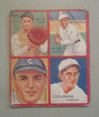 1935 Goudey Mickey Cochrane,Al Simmons,Kamm,Ruel-Low Grade - Image 1 of 2