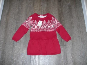 NEU GYMBOREE 2T Mädchen Kleinkinder rot weiß Pullover Kleid Schneeflocken Urlaub Winter - Bild 1 von 2