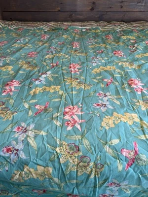 Waverly Cal King Bed Set Orchids Throw Pillow & 2 Shams Reversible Tropical - Image 1 of 4