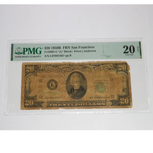 1950 B PMG VF20 NET Federal Reserve $20 Twenty Dollar San Francisco Note #56662F - Picture 1 of 3