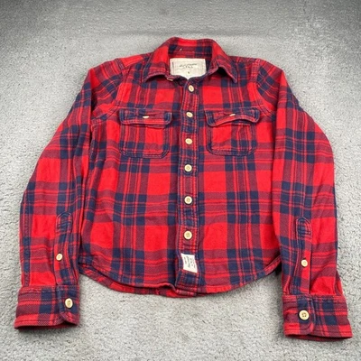 Abercrombie & Fitch Flannel Shirt Mens Small Red Plaid Button Vintage Lumberjack - Image 1 of 4