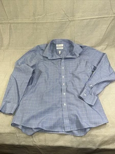 Men's XL Blue Gold Label Roundtree Yorke Non Iron Shirt Slim Fit 17 1/2x 34 - Picture 1 of 12