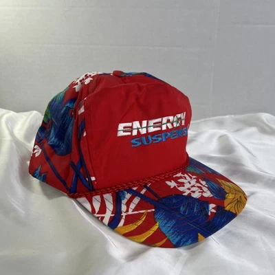 Vinatge Nissin Tropical Leaf Trucker Gorra Sombrero Retro Hawaiano Talla Única Rojo Azul Foto 1 de 4