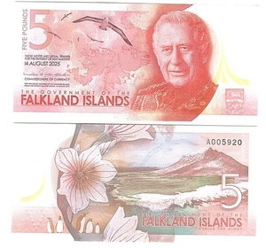 Falkland Islands _ 5 Pounds 2025 UNC P. W20 Polymer Lemberg-Zp - Picture 1 of 1