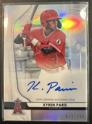 2020 Bowman Sterling Kyren Paris Refractor Autograph /150 RC #BSPA-KP Angels - Image 1 of 2