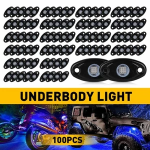 100Pcs Blue LED Rock Light Pods Underbody Glow Lamp Offroad SUV Pickup Truck UTV - Picture 1 of 13