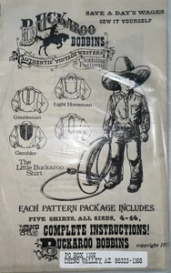 Nuevo Buckaroo Bobbins Vintage 1992 Auténtico Western Camisa Patrones 4 Estilos 4-14 - Imagen 1 de 2