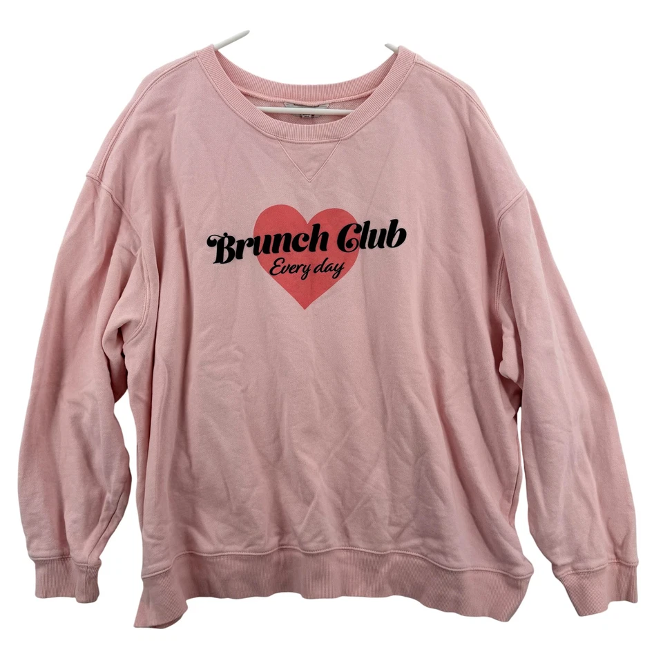 Sudadera Wildfox Para Mujer 2XL Rosa Brunch Club Corazón Gráfico Pullover Cuello Redondo Foto 1 de 4