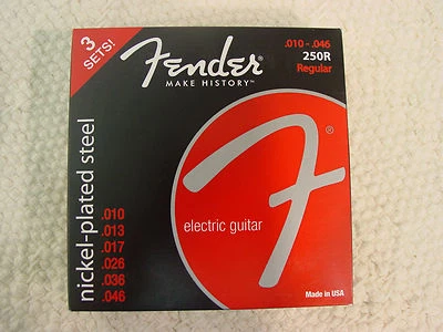 GENUINE FENDER REGULAR ELECTRIC GUITAR STRINGS 250R 3-PACK ~ NEW SETS .10-.46 - Image 1 of 2