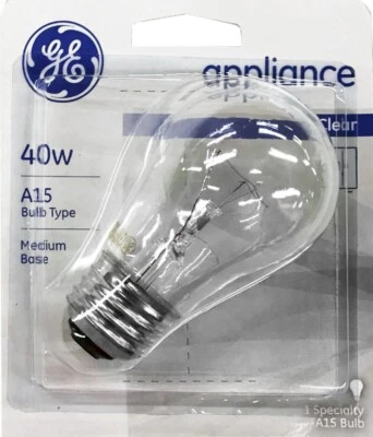 GE 15206 40 Watt Clear A15 Appliance Light Bulb with Medium Screw Base - Image 1 of 4