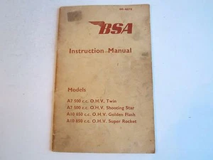 1964 BSA MOTORCYCLE INSTRUCTION MANUAL - TWIN, STAR, FLASH ROCKET - BN-12 - Picture 1 of 7