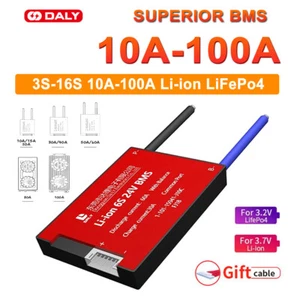 Daly Li-ion LiFePo4 BMS 3S-16S 10A-100A Battery Protection Board w/ Balance lot - Foto 1 di 15
