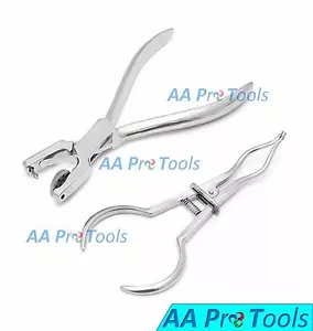 AA Pro: 2 Rubber Dam Punch Pliers Brewer & Ainsworth Clamp Forceps Set - Picture 1 of 2