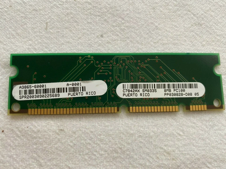 A3865-60001 , C7842AX HP 8MB 100 Pin PC100 SDRAM Memory Module - Image 1 of 1