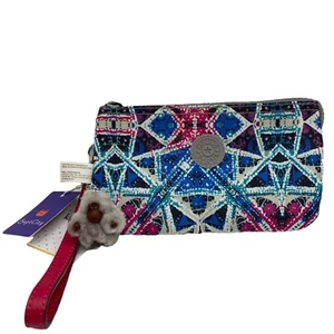 Kipling Creativity Mix Colors Wristlet Wallet Pouch Purse Geometric Retro 8x4” - Picture 1 of 11