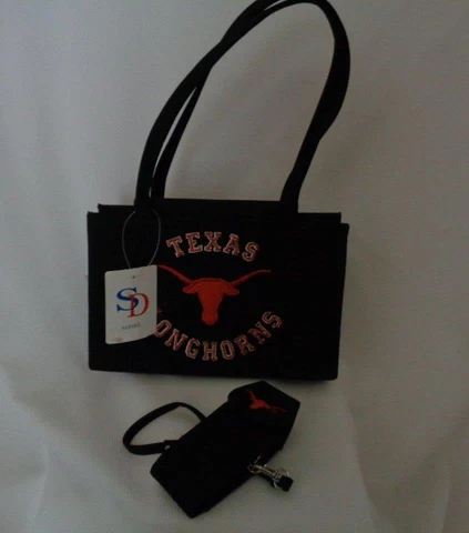 Official Texas Longhorns handbag NWT embroidered logo black w/orange 2 pc. set Cover