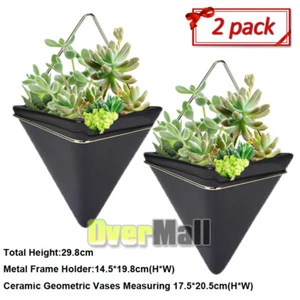 2x Heavy Duty Hanging Planter Vase & Geometric Wall Decor Container - Large Size - Picture 1 of 12