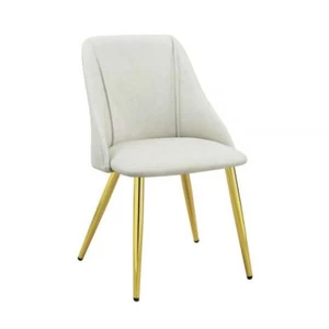 ACME Gaines Clean-Lined White PU Padded & Gold Metal Legs Finish 33"H Side Chair - Picture 1 of 5