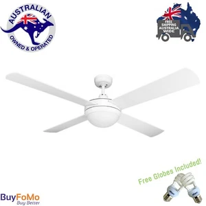 Ceiling Fan With Light 52" Domus Brisk 4 PlyWood Blades Silver/white 60W Motor - Picture 1 of 15