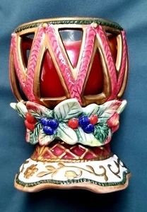 Candelabro votivo Fitz and Floyd Jolly Ole St. Nick con globo de vidrio - Imagen 1 de 6