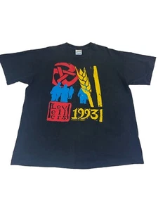 Top estampado negro Levellers Tour 1993 vintage raro talla XL - Imagen 1 de 4