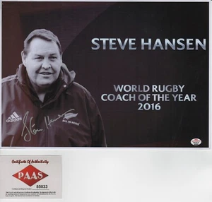 SIR STEVE HANSEN RUGBY ICON WORLD RUGBY COACH OF THE YEAR SIGNED PHOTO PAAS - Picture 1 of 1