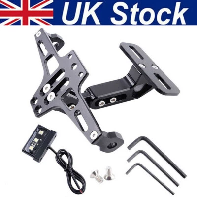 UK Motorcycle License Number Plate Holder Tail Tidy Bracket w/ LED Universal NEW - Image 1 of 4
