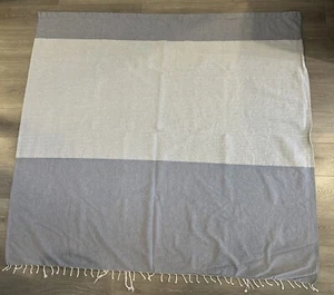 Threshold Shower Curtain Blue White 72" x 72" 100% Cotton Chambray with Tassels - Picture 1 of 10