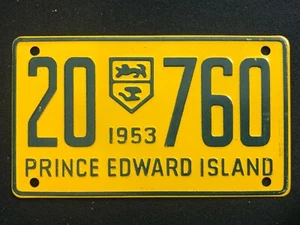 1953-54 General Mills Wheaties Tin Mini Bicycle License Plate - Prince Edward Is - Picture 1 of 2
