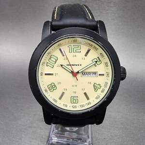 Humvee Field Watch Men 43mm Cream Dial Black Tone Daydate Round HF19 New Battery - Picture 1 of 10