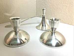 Vintage Set Oneida Silversmiths Silver Plate Taper Candle Holder -Candle Snuffer - Picture 1 of 8