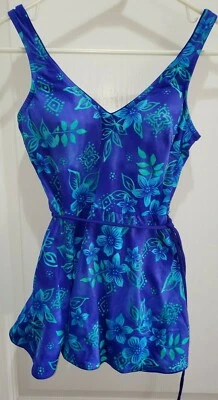 GABAR Mujer Talla 10 1 PC TRAJE DE BAÑO SUJETADOR incorporado cordón azul verde azulado @ Foto 1 de 2
