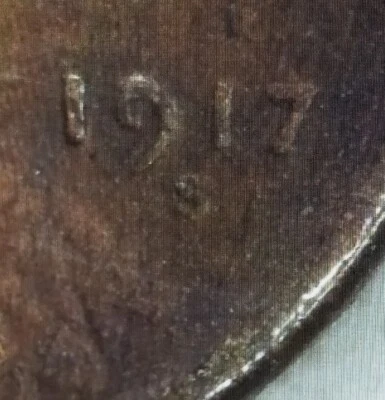 非常罕见 1917 年 S 版林肯 WHEAT CENT DDO 错误 — 第 1/4 张图片