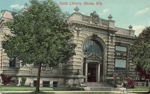 Postcard Public Library Racine Wisconsin WI DB 1911 - Picture 1 of 2