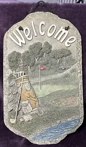 Home Decor Golf Theme - Botanical Hand-Painted Welcome Sign 7.75” x 13 - Picture 1 of 2