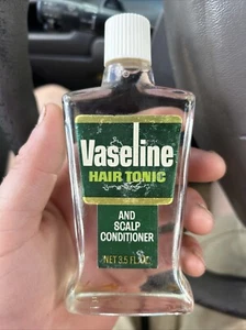 Botella de vidrio acondicionador tónico para cabello y cuero cabelludo vaselina vintage 3,5 OZ completa  - Imagen 1 de 7